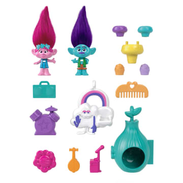 Cofanetto Polly Pocket e DreamWorks Trolls, playset con bambole Poppy e Branch e 13 accessori - Image 5 of 6