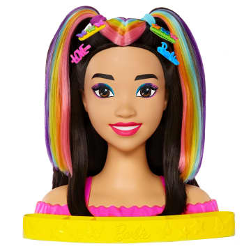 Busto Para Peinar De Barbie Totally Hair Exclusivo, Barbie Con Pelo Negro Y Multicolor - Image 1 of 6