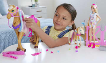 Barbie Cepilla y cuida Conjunto de juego, caballos y muñeca - Imagen 2 de 6