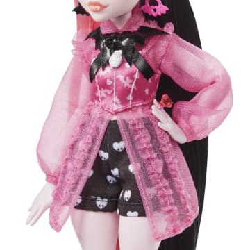 Monster High Puppe, Draculaura Mit Haustierfledermaus Und Pink-Schwarzem Haar