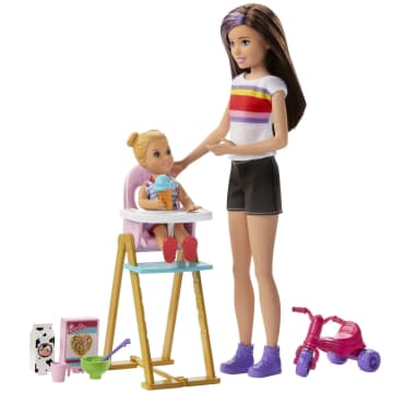 Barbie® Bebek Bakıcısı Bebeği ve Aksesuarları Oyun Setleri, Mama Sandalyeli