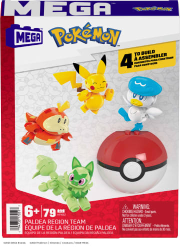 Mega Pokémon Building Toy Kit With 4 Action Figures And 1 Poké Ball (79 Pieces) For Kids