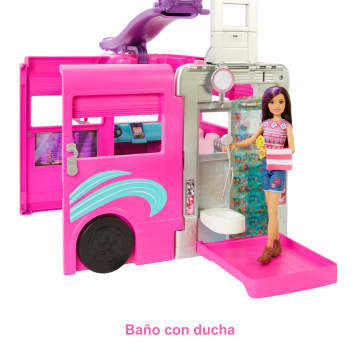 Barbie Supercaravana Dreamcamper 2022 Coche para muñecas con tobogán y accesorios de juguete - Image 5 of 6