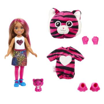 Barbie Small Dolls and Accessories, Cutie Reveal Chelsea Tiger Doll, Jungle Series
