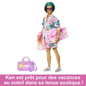 Barbie - Barbie Extra Cool-Poupée Ken voyage en tenue de plage - Imagen 5 de 6