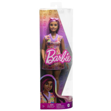 Barbie Fashionistas Puppe Mit Pinkfarbenen Strähnen Und Kleid Mit Herzaufdruck - Bild 5 von 5