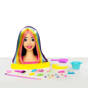 Barbie Totally Hair Głowa do stylizacji Neonowa tęcza Czarne włosy - Image 1 of 6