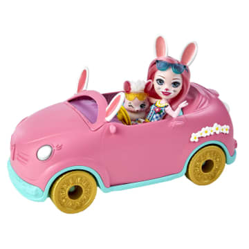 Enchantimals Bunnymóvil Bree Bunny y su coche descapotable Muñeca con coche rosa de juguete