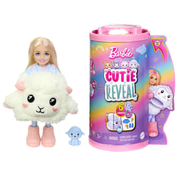 Barbie Cutie Reveal Cozy Cute Serie Chelsea-Puppe und Zubehörteile, Plüschlamm, blonde kleine Puppe - Bild 1 von 6