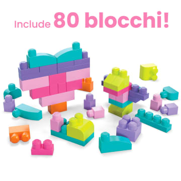 Mega Bloks Sacca Eco 80 Blocchi First Builders Rosa