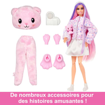 Barbie Cutie Reveal Poupée Barbie et accessoires, costume ourson en peluche