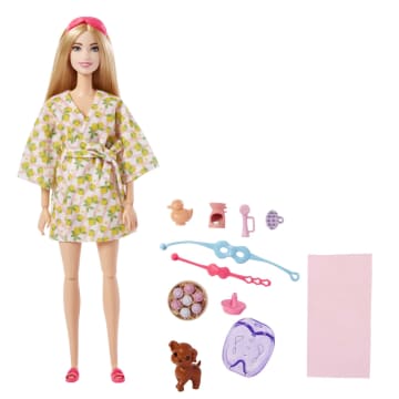 Barbie Cuidado personal Día de spa Muñeca con cachorrito, juguetes para niños y niñas - Imagen 1 de 7