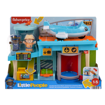 Fisher-Price Little People Everyday Adventures Airport Toddler Playset, Airplane & 3 Play Pieces