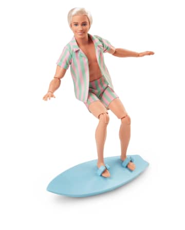 Pastel çizgili uyumlu plaj giysileri giyen Barbie filmi Ken bebek - Image 5 of 7
