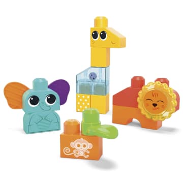 MEGA BLOKS Fisher-Price Aktywizujące zwierzątka z dżungli sensoryczna zabawka konstrukcyjna (15 elementów) dla dzieci