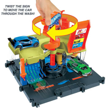 Hot Wheels City Downtown Express Car Wash Playset, With 1 Toy Car