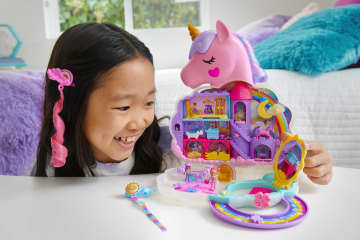 Polly Pocket, Salone Di Bellezza Unicorno Arcobaleno Playset Con 2 Bambole E Oltre 20 Accessori, Mini Giocattoli - Image 2 of 8