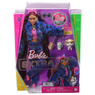 Barbie® Extra Lalka Niebieski garnitur panterka/Bordowe włosy