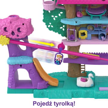 Polly Pocket Przygody zwierzątek – Domek na drzewie Zestaw i ponad 15 akcesoriów (w tym 2 lalki), dla dzieci od 4 roku życia