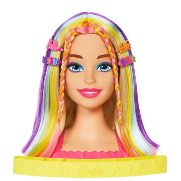 Barbie - Tête À Coiffer Blonde Avec Mèches Arc-En-Ciel