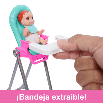 Barbie Muñeca Skipper Niñera Con Trona, Bebé Y Accesorios