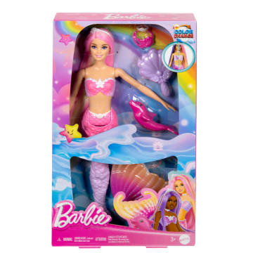 Barbie “Malibu” Mermaid Doll With Color Change Feature, Pet Dolphin And Accessories
