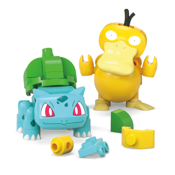 Mega Pokémon Giocattolo Da Costruzione Bulbasaur E Psyduck, 2 Action Figure (63 Pezzi) Per Bambini