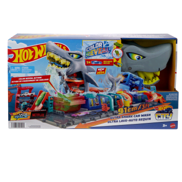 Hot Wheels City Ultra Shark Car Wash With Color Reveal Toy Car In 1:64 Scale