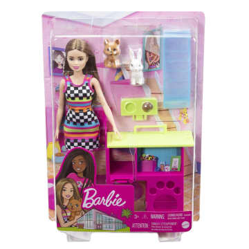 Barbie Doll and Pet Playhouse Playset with 2 Pets, Toy for 3 Year Olds & Up