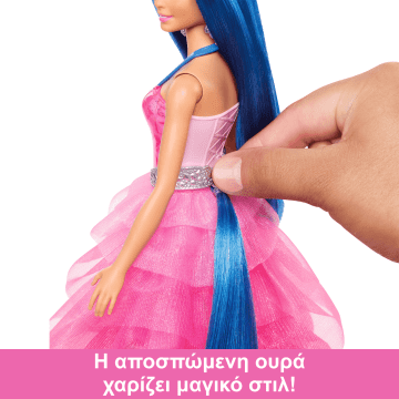 Κούκλα Barbie Πριγκίπισσα Ζαφειριού, 65Η Επέτειος Με Μπλε Μαλλιά, Ροζ Φόρεμα Και Μονόκερο.