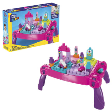 Mega Bloks mesa construye y aprende color rosa bloques de construcción de juguete