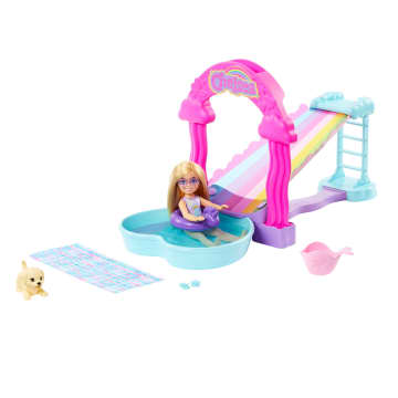 Barbie Chelsea Regenboog 'Regenende' Waterglijbaan, Speelset Met Pop, Puppy En Accessoires - Bild 4 von 6