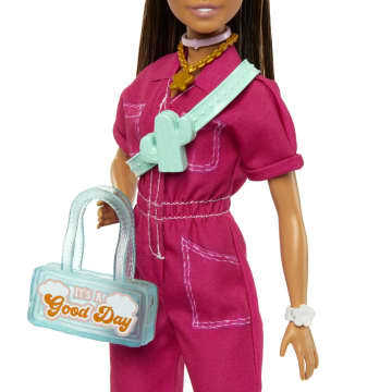 Barbie Doll in Trendy Pink Jumpsuit with Accessories and Pet Puppy - Image 2 of 6