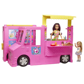 Barbie Doll and Food Truck Playset with Barbie, Skipper & Chelsea Dolls, Truck, Food & Cooking Accessories
