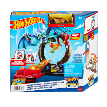 Hot Wheels City Bat Loop Attack Playset With 1:64 Scale Toy Car