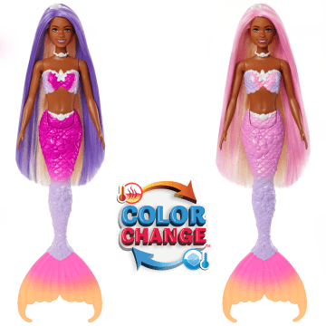 Barbie 'Brooklyn' Zeemeerminpop Met Kleurveranderingsfunctie, Dolfijnenvriendje En Accessoires - Image 3 of 6