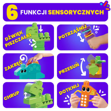 MEGA BLOKS Fisher-Price Aktywizujące dinozaury sensoryczna zabawka konstrukcyjna (24 elementy) dla dzieci