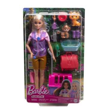 Σετ Παιχνιδιού Barbie Διασώστρια Άγριων Ζώων Με Ξανθιά Κούκλα, 2 Φιγούρες Ζώων & Αξεσουάρ