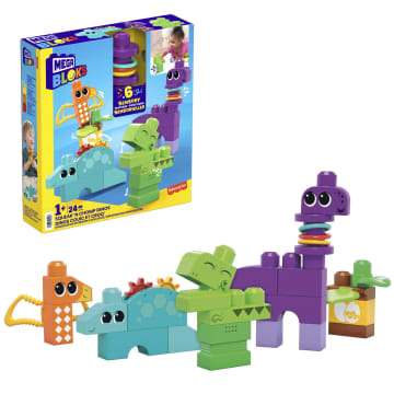 MEGA BLOKS Fisher-Price Aktywizujące dinozaury sensoryczna zabawka konstrukcyjna (24 elementy) dla dzieci