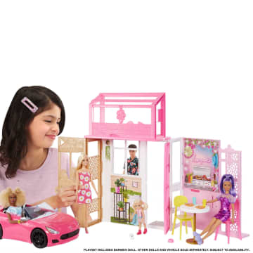 Barbie Casa Delle Bambole Con Bambola, 2 Piani E 4 Aree Gioco, Completamente Arredata, Dai 3 Ai 7 Anni - Image 2 of 8