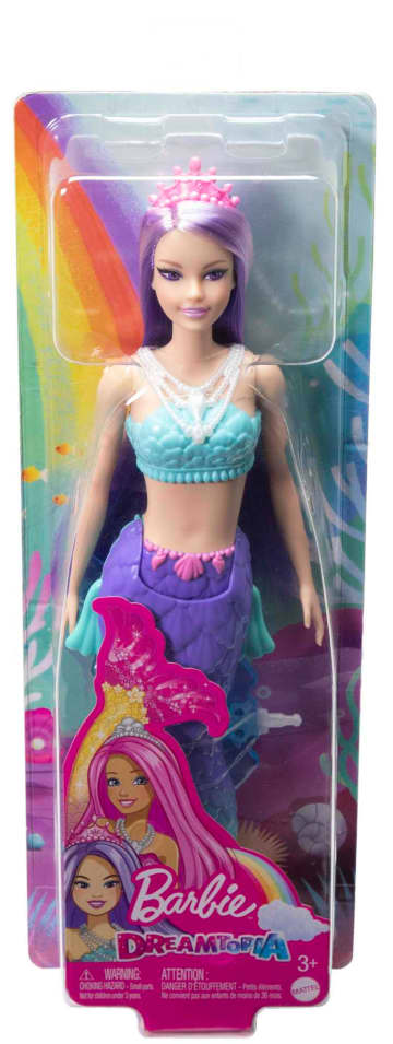 Barbie Sirena Pelo lila con corona rosa