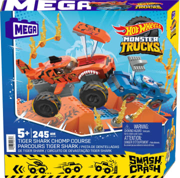 MEGA™ Hot Wheels® Monster Trucks Tiger Shark Kaskaderski skok Zestaw klocków