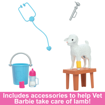 Barbie 65th Anniversary Careers Farm Vet Doll & 10 Accessories Including Lamb with Moving Ears
