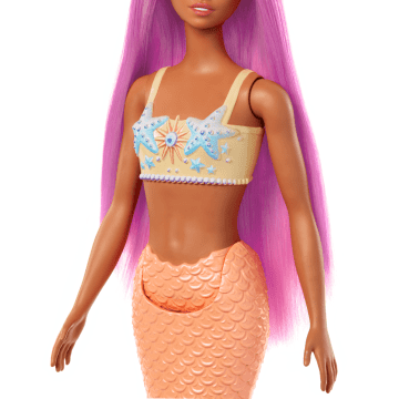 Barbie Zeemeerminpop Met Roze Haar, Zacht Oranje Staart En Haarband - Image 3 of 6