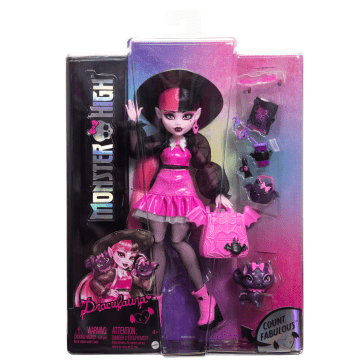 Monster High Draculaura, Bambola Alla Moda Con Cucciolo Conte Favoloso E Accessori