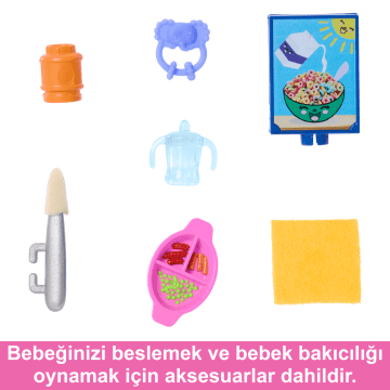 Barbie Skipper Bebek Bakıcısı Oyun Seti; Bebek, Çocuk Ve Yemek Aksesuarları Dahildir, 10 Parçalı Set - Image 5 of 6