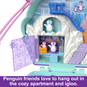 Polly Pocket Dolls And Playset, Travel Toys, Snow Sweet Penguin Compact