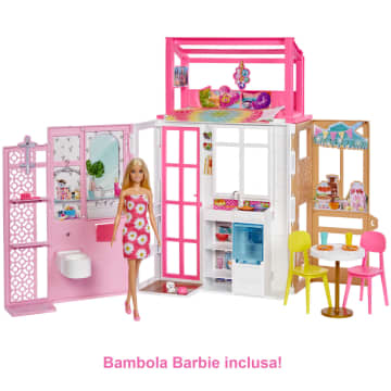 Barbie Casa Delle Bambole Con Bambola, 2 Piani E 4 Aree Gioco, Completamente Arredata, Dai 3 Ai 7 Anni - Image 7 of 8