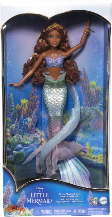 Disney The Little Mermaid Deluxe Mermaid Ariel Doll with Hair Beads and Stand