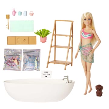 Barbie® Κούκλα & Τζακούζι Σετ, Ξανθιά, Σαπούνι - Κομφετί & Αξεσουάρ